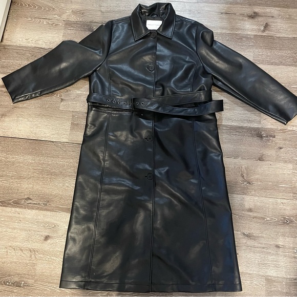 Rebecca Minkoff Black Faux Leather Belted Jacket - Picture 4 of 5